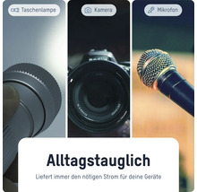 Anwendungsbeispiele: Taschenlampe, Kamera und Mikrofon