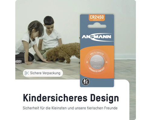 Ansmann CR2450 Lithium Batterie mit kindersicherer Verpackung