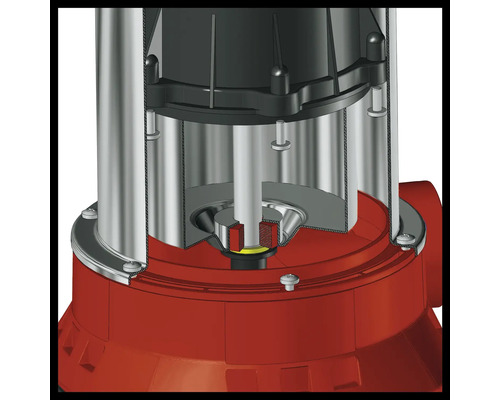 Schnittansicht einer Tauchpumpe mit Details zu Konstruktion und Funktion.