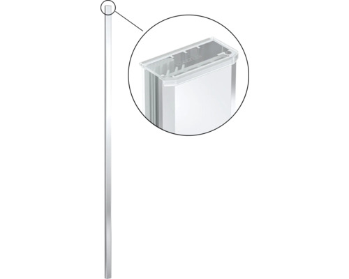 Duschkabinenprofil mit Vergrößerung der oberen Ecke