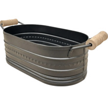 Ovale Zinkwanne mit Holzgriffen