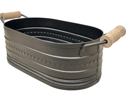 Ovale Zinkwanne mit Holzgriffen