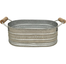Ovale Zinkwanne mit Holzgriffen