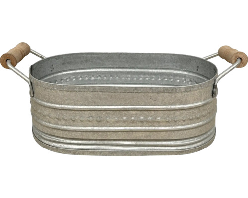 Ovale Zinkwanne mit Holzgriffen