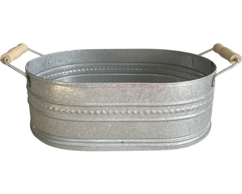 Ovale Zinkwanne mit Holzgriffen