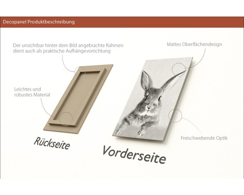 Decopanel Produktbeschreibung mit Ansicht der Rück- und Vorderseite