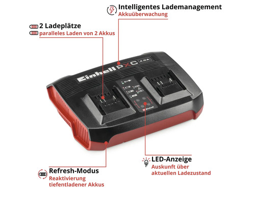Einhell Power X-Change Akku Ladegerät mit zwei Ladeplätzen