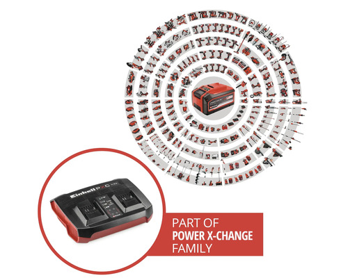 Einhell Power X-Change Akkuladegerät und zugehörige Produktfamilie