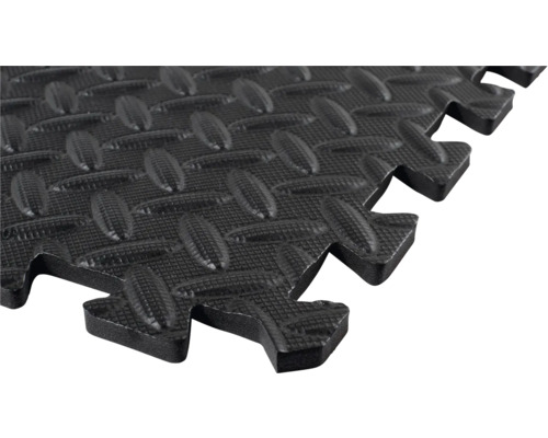 Schwarze, ineinandergreifende Bodenschutzmatte mit Diamantmuster