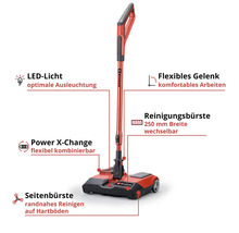 Einhell Akku Besen mit LED Licht, flexiblem Gelenk und Seitenbürste für Hartböden