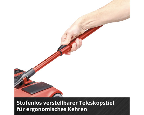 Hand bedient stufenlos verstellbaren Teleskopstiel eines Kehrgeräts für ergonomisches Kehren