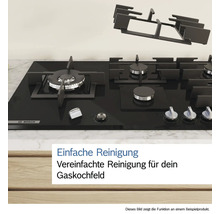 Schwarzes Bosch Gaskochfeld mit abnehmbaren Topfträgern für einfache Reinigung