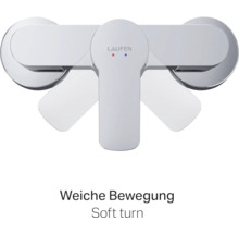 Laufen Logo auf einer Armatur mit weicher Bewegung