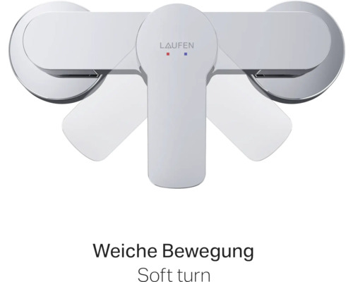 Laufen Logo auf einer Armatur mit weicher Bewegung