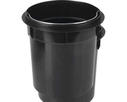 Schwarzer Kunststoffeimer mit Metalleinsatz