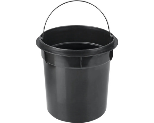 Schwarzer Eimer mit Metallhenkel