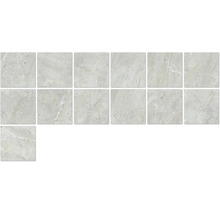 Quadratische Fliesen mit Marmoroptik für Wand und Boden