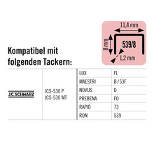 Informationen zur Kompatibilität der J C Schwarz Klammern mit verschiedenen Tackergeräten