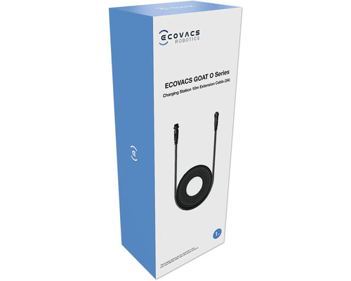 Verpackung einer ECOVACS GOAT O Series Ladestation mit 10 Meter Verlängerungskabel
