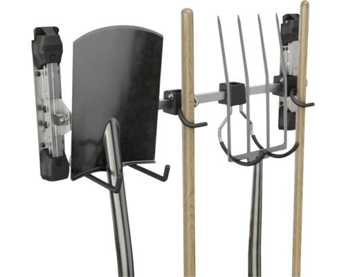 Gartengerätehalter mit Schaufel und Gabel