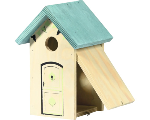 Vogelhaus aus Holz mit Einflugloch und Dach