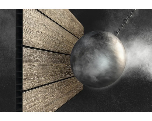 Dekorplatte mit Holzoptik und Abrissbirne