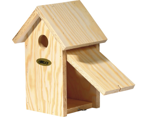 Vogelhaus aus Holz mit Dober Logo