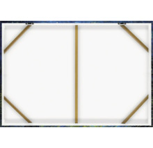 Rückseite einer Leinwand mit Holzrahmen und Aufhängevorrichtung