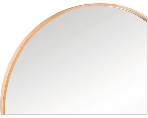 Detailansicht eines runden Spiegels mit Holzrahmen