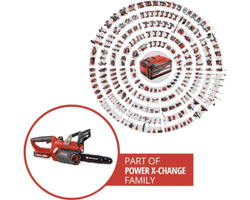 Einhell Power X-Change Akku-Familie mit Kettensäge und Akku