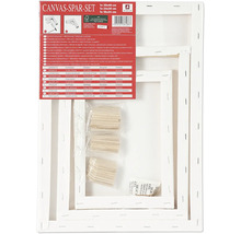 Keilrahmenset mit drei Leinwänden und acht Keilen