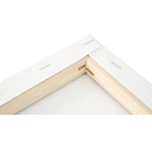 Keilrahmen-Ecke mit Leinwand und Klammern