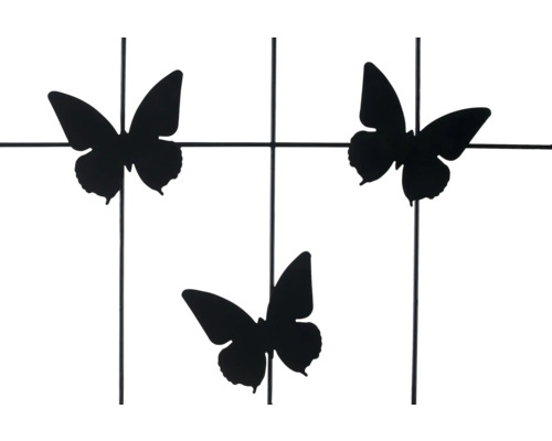 Dekoratives Gitter mit drei Schmetterlingsmotiven.