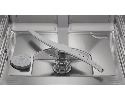 Innenansicht einer Geschirrspülmaschine mit Sprüharm und Sieb