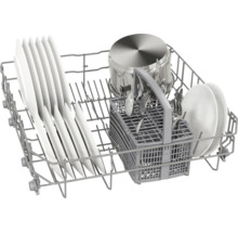 Geschirrspüler Oberkorb mit Tellern, Besteck und Topf