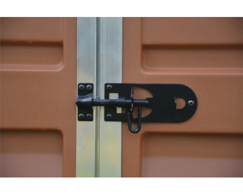 Detailaufnahme eines Riegels an einer Kunststofftür