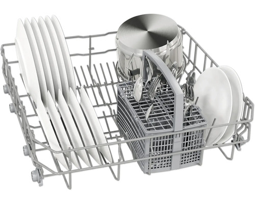 Geschirrspüler Oberkorb mit Geschirr und Besteck