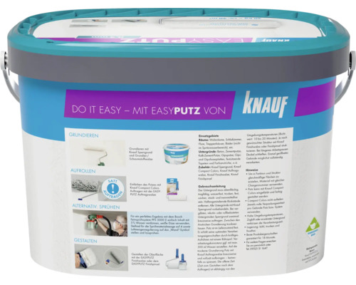 Eimer Knauf Easyputz zum Grundieren, Aufrollen, Sprühen und Gestalten von Oberflächen