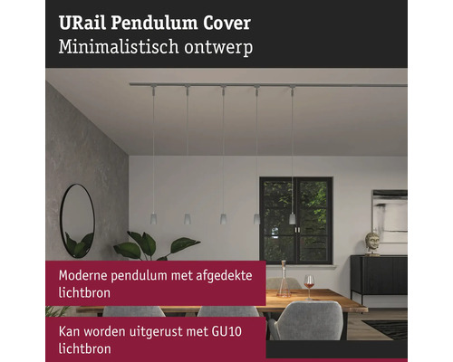 URail Pendelleuchte mit mehreren Lampen über einem Esstisch in einem modernen Interieur
