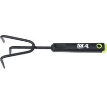 Gartenkralle mit drei Zinken und einem Kunststoffgriff mit For_q Logo