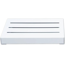 Weißer Duschhocker mit drei Schlitzen