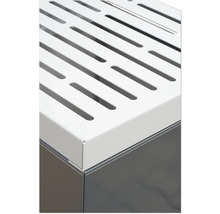 Detailansicht einer weißen, perforierten Abdeckung