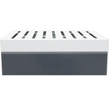 Graue und weiße Aufbewahrungsbox mit Schlitzen