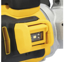 Detailansicht einer Akku-Lampe an einem Werkzeug von DeWalt.