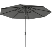 Grauer Gartenschirm mit Mast und Streben