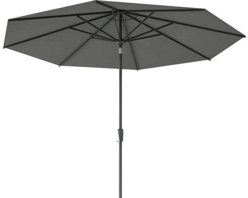 Grauer Gartenschirm mit Mast und Streben