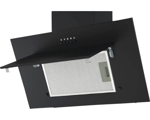 Dunstabzugshaube mit geöffneter Klappe und Filter