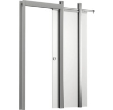 Schiebetür mit silberfarbenem Rahmen für den Innenbereich
