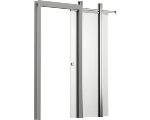 Schiebetür mit silberfarbenem Rahmen für den Innenbereich