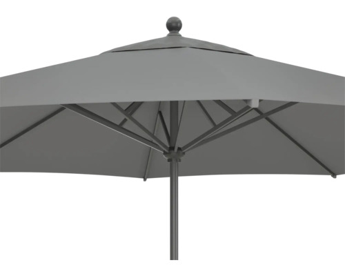 Detailansicht eines grauen Sonnenschirms von unten